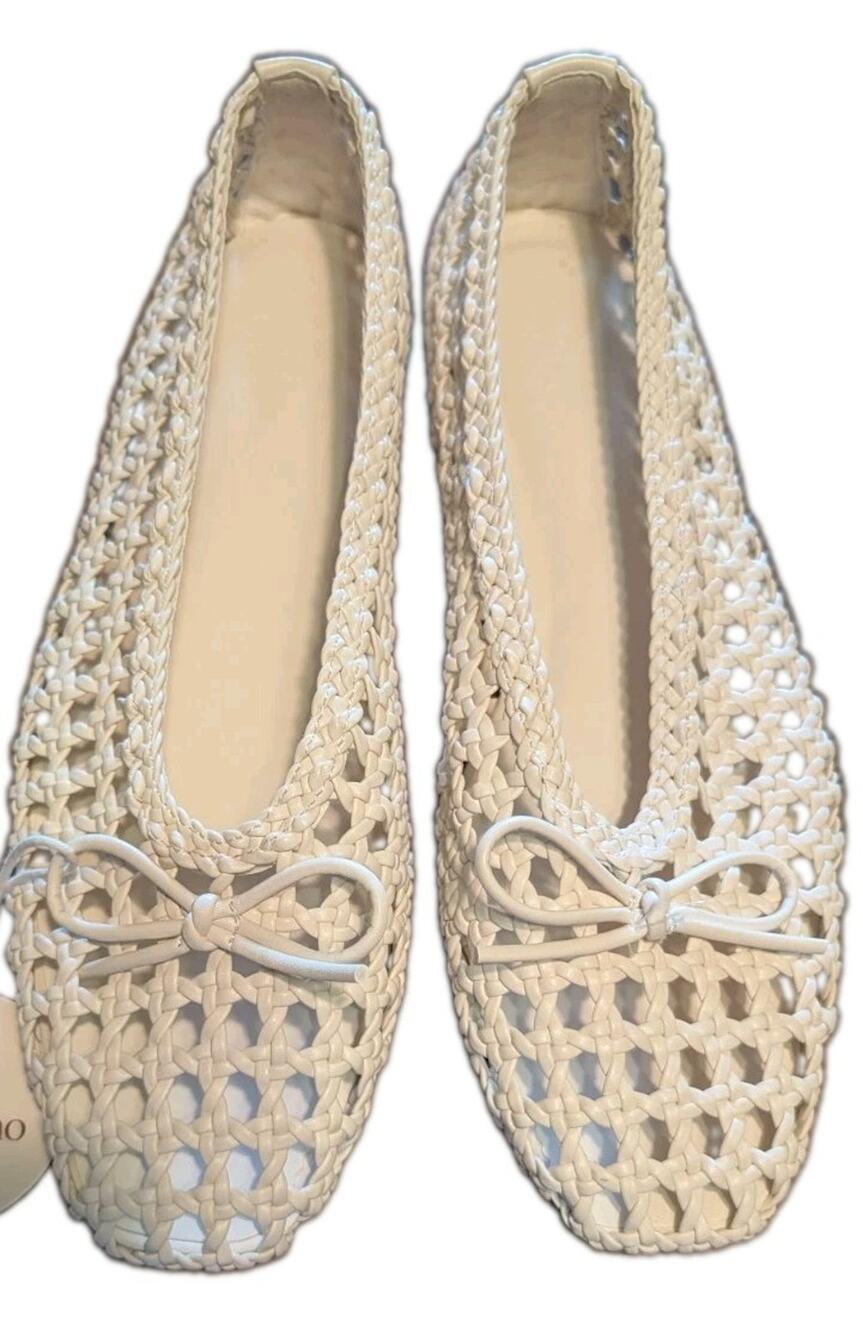 NEW Camila Coelho Woven Square Toe Ballet Flats. Size 8.5 NWT